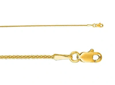 Pre-owned Teachers Jewelry 14k Yellow Gold Round Wheat Chain 18" Necklace Shiny 1.3 Mm Lobster Claw Lock