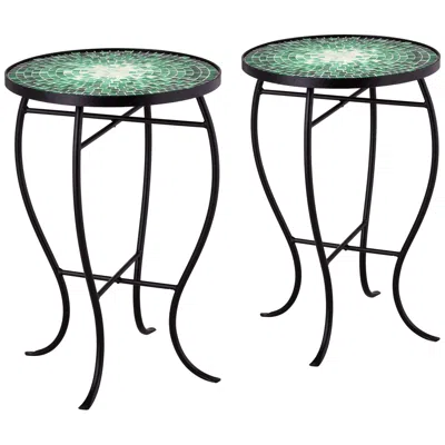 Teal Island Designs Bella Green Mosaic Outdoor Accent Tables Set Of 2