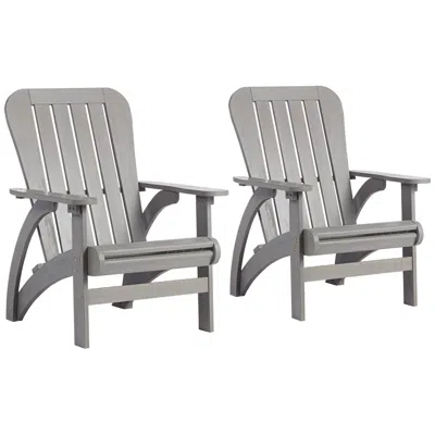 Teal Island Designs Dylan Gray Wash Wood Porch Or Patio Adirondack Chairs Set Of 2