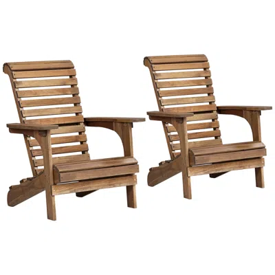 Teal Island Designs Kenneth Natural Wood Adirondack Chairs Set Of 2