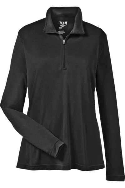Team 365 Women's Zone Performance Quarter-zip Pullover In Black