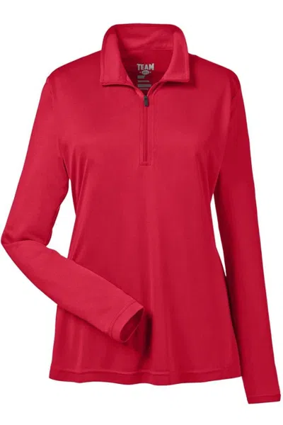 Team 365 Women's Zone Performance Quarter-zip Pullover In Red