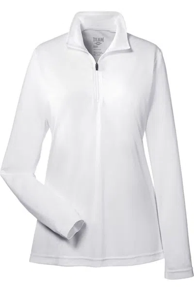 Team 365 Women's Zone Performance Quarter-zip Pullover In White