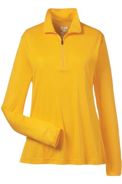 Team 365 Women's Zone Performance Quarter-zip Pullover In Yellow