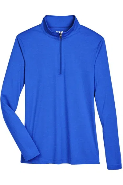 Team 365 Women's Zone Sonic Heather Performance Quarter-zip Pullover In Blue