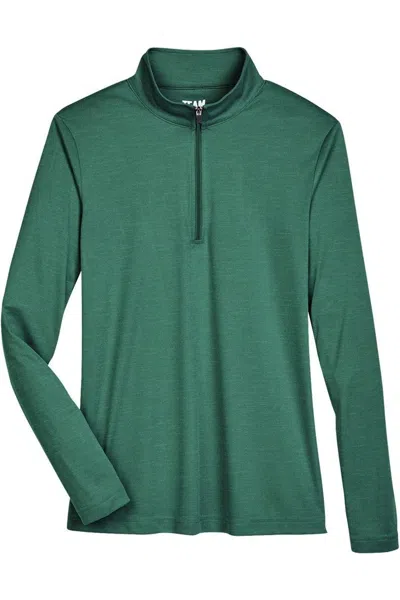 Team 365 Women's Zone Sonic Heather Performance Quarter-zip Pullover In Green