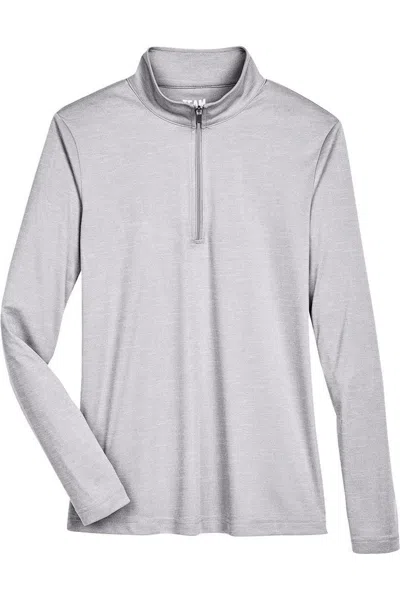 Team 365 Women's Zone Sonic Heather Performance Quarter-zip Pullover In Animal Print