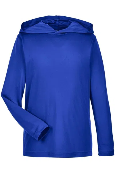 Team 365 Kids' Youth Zone Performance Hooded T-shirt In Blue