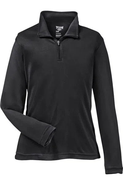 Team 365 Kids' Youth Zone Performance Quarter-zip Pullover In Black