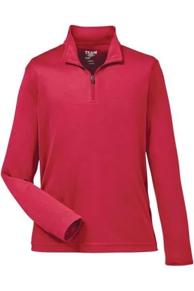 Team 365 Kids' Youth Zone Performance Quarter-zip Pullover In Red
