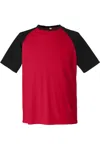 Team 365 Zone Colorblock Raglan T-shirt In Red