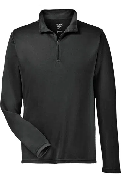 Team 365 Zone Sonic Heather Performance Quarter-zip Pullover In Black