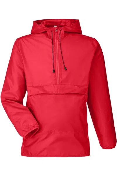 Team 365 Zone Protect Packable Anorak Jacket In Red