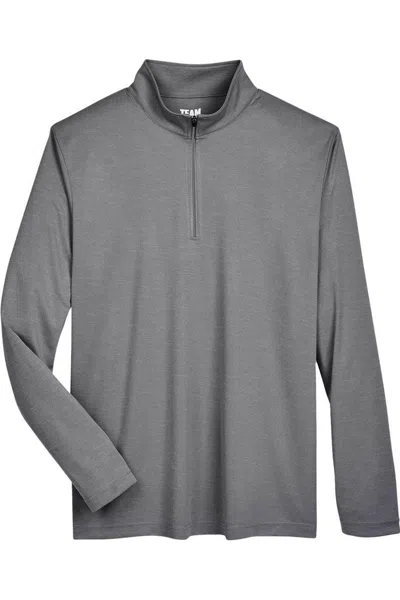 Team 365 Zone Sonic Heather Performance Quarter-zip Pullover In Gray