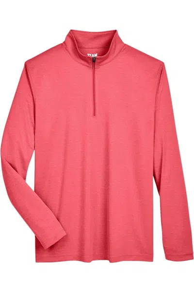 Team 365 Zone Sonic Heather Performance Quarter-zip Pullover In Pink
