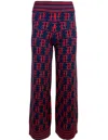 Team Event Blue Te Logo Jacquard Après Ski Knit Pant, Navy/red In Blue