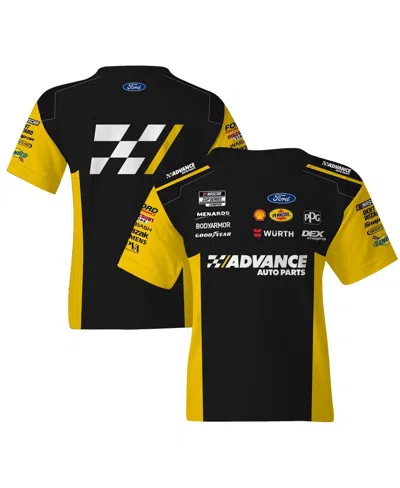 Team Penske Kids' Big Boys And Girls Black/yellow Ryan Blaney Advance Auto Parts Uniform T-shirt In Black,yellow