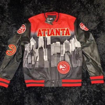 Pre-owned Team Pro Standard Atlanta Hawks Black  Remix Varsity Jacket Size 2xl Brand