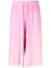 Team Wang Design Brushed-effect Drawstring Bermuda Shorts In Pink