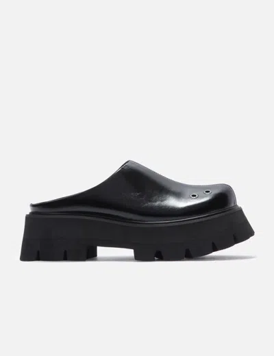 Team Wang Design Choices Leather Platform Mules In Black