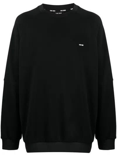 Team Wang Design Logo-embroidered Cotton Sweatshirt In Black