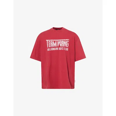 Team Wang Design Mens Red  X Billionaire Boys Club Graphic-print Cotton T-shirt