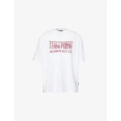 Team Wang Design Mens White  X Billionaire Boys Club Graphic-print Cotton T-shirt