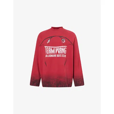 Team Wang Design Mens Red  X Billionaire Boys Club Graphic-print Cotton Top