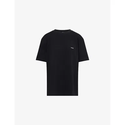 Team Wang Design Omens Black Logo-print Short-sleeve Cotton-jersey T-shirt