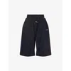 Team Wang Design Omens Black Logo-print Stretch-woven Track Shorts In Black