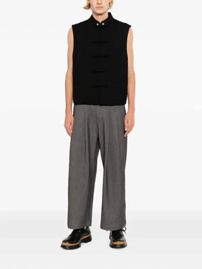 Team Wang Design Pleated Wide-leg Trousers In Gray