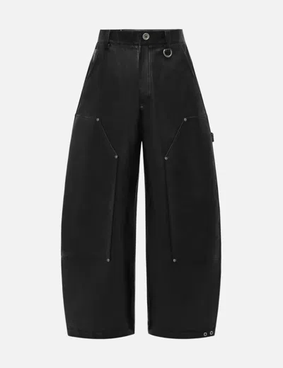 Team Wang Design Reset Faux Leather Wide-leg Trousers In Black