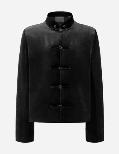 Team Wang Design Reset Velvet Stand-collar Jacket In Black
