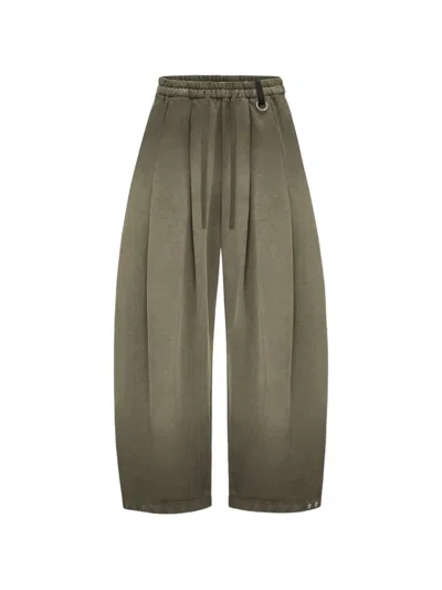 Team Wang Design Reset Washed-effect Pleated Track Pants In Green
