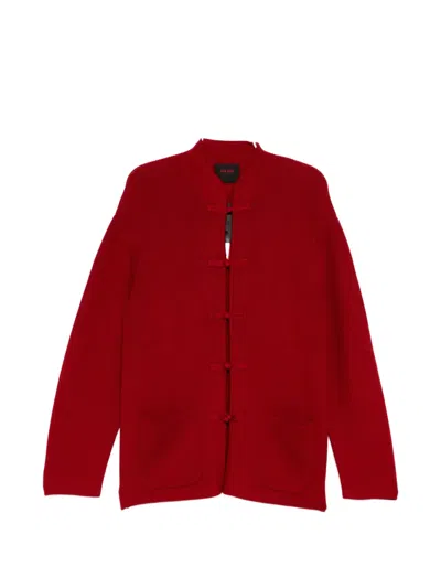 Team Wang Design X Jdb Mandarin-collar Cardigan In Red