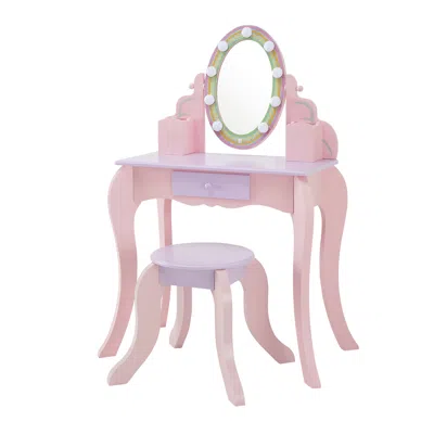 Teamson Fantasy Fields Little Princess Rapunzel Vanity With Led Illuminated Mirror, Pink/lavender