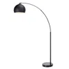 Teamson Home - Arquer Arc Floor Lamp With Black Shade And Black Marble Base