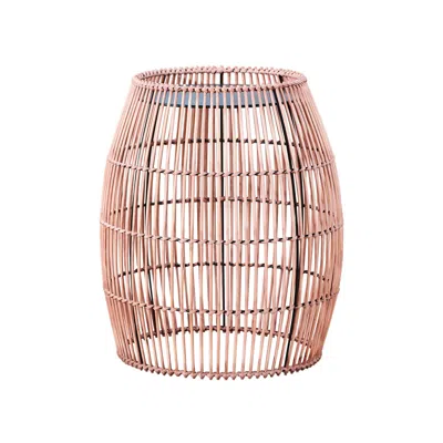 Teamson Home - Patio Cylinder Bamboo Side Table With Iron Tabletop In Pink