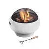 Teamson Home 21" Outdoor Round Stone Wood Burning Fire Pit With Light Concrete Base