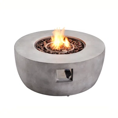 Teamson Home 36" Outdoor Round Propane Gas Fire Pit With Light Concrete Base In Gray