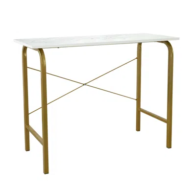 Teamson Home 40" Home Office Computer Desk With Metal Base In Gold