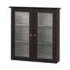 Teamson Home Chesterfield Removable Wooden Wall Cabinet With 2 Waffle Glass Doors, Espresso