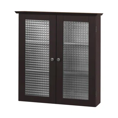 Teamson Home Chesterfield Removable Wooden Wall Cabinet With 2 Waffle Glass Doors, Espresso In Black