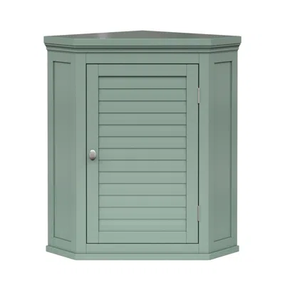 Teamson Home Glancy Removable Corner Wall Cabinet With Faux Louvered Door, Sage Green