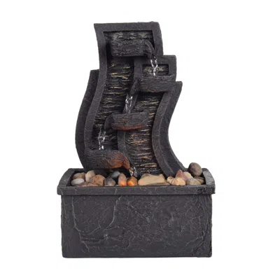 Teamson Home Indoor/outdoor Tabletop Waterfall Fountain With Led Light In Black