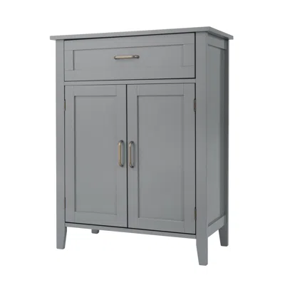Teamson Home Mercer Mid Century Modern Wooden Floor Storage Cabinet In Gray