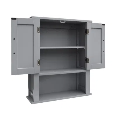 Teamson Home Mercer Removable Two-door Wall Cabinet With Open Shelf, Gray
