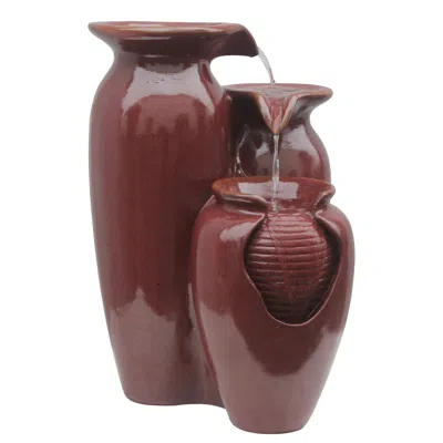 Teamson Home Outdoor Cascading Jars Waterfall Fountain, Coral Red In Burgundy