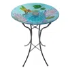 Teamson Home Solar Bird Bath Outdoor Garden Fusion Glass Dragonfly Handpainted