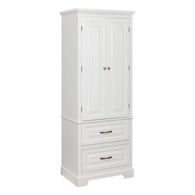 Teamson Home St. James Wooden Linen Tower Cabinet With 2 Drawers, White